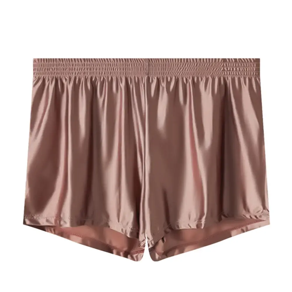 1pc Men Ice Silk Smooth Solid Boxer Shorts Panties L-3XL Large Size Loose Sleepwear Underwear Trunks Seamless Comfy Sleepwear — image 3