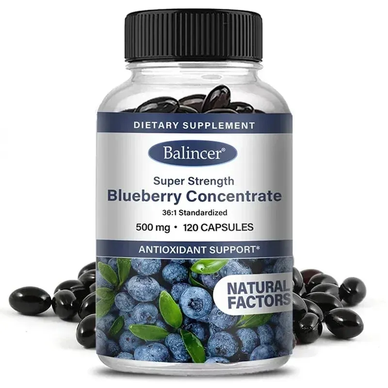 Super Strength Blueberry Concentrate 500 Mg Capsules 120 Softgels Eye Health Vitamins Antioxidant Healthy Vision Supplement