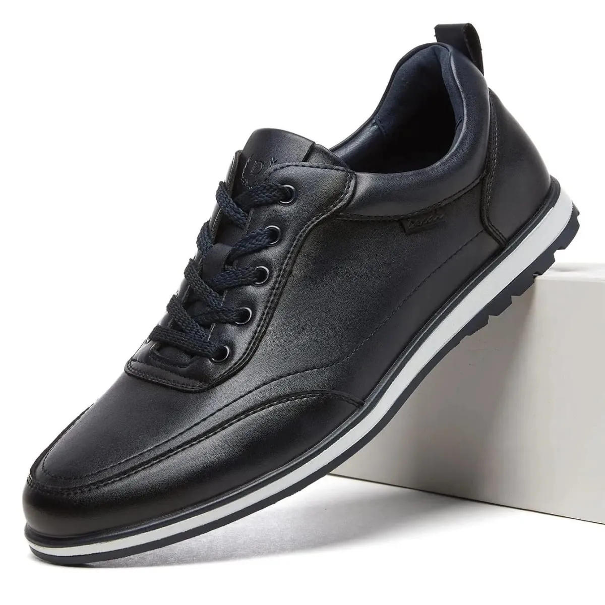 Desai Men's 2026 Autumn PU Leather Running Shoes Lace-up Non-slip Thick Sole Lightweight Walking Men's Sneakers And Casual Shoes — image 2