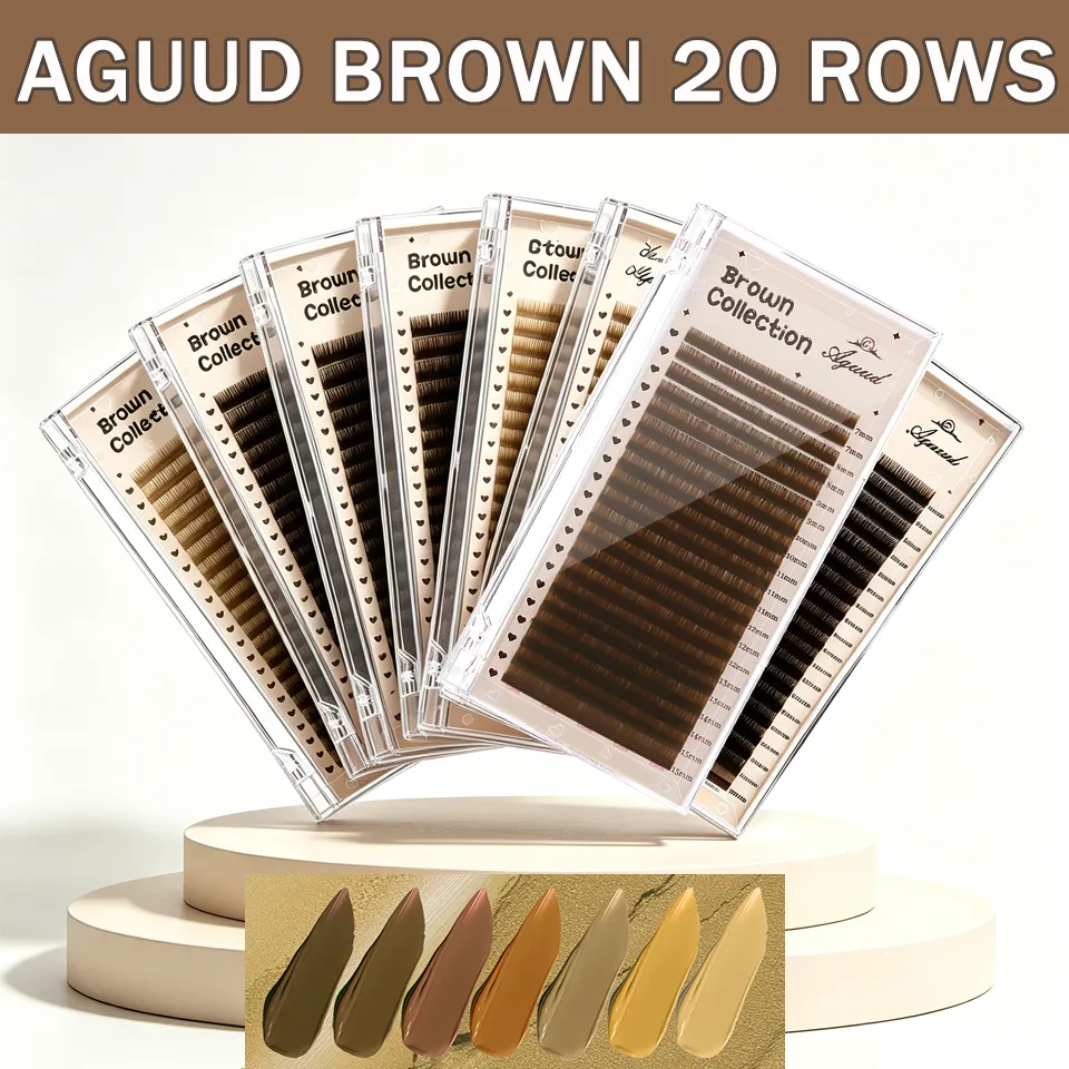 20Rows C CC D Curl Natural Brown Russian Volume Eyelashes 7-15mm Mixed Cashmere Soft Classic Dark Brown Eyelash Extensions — image 2