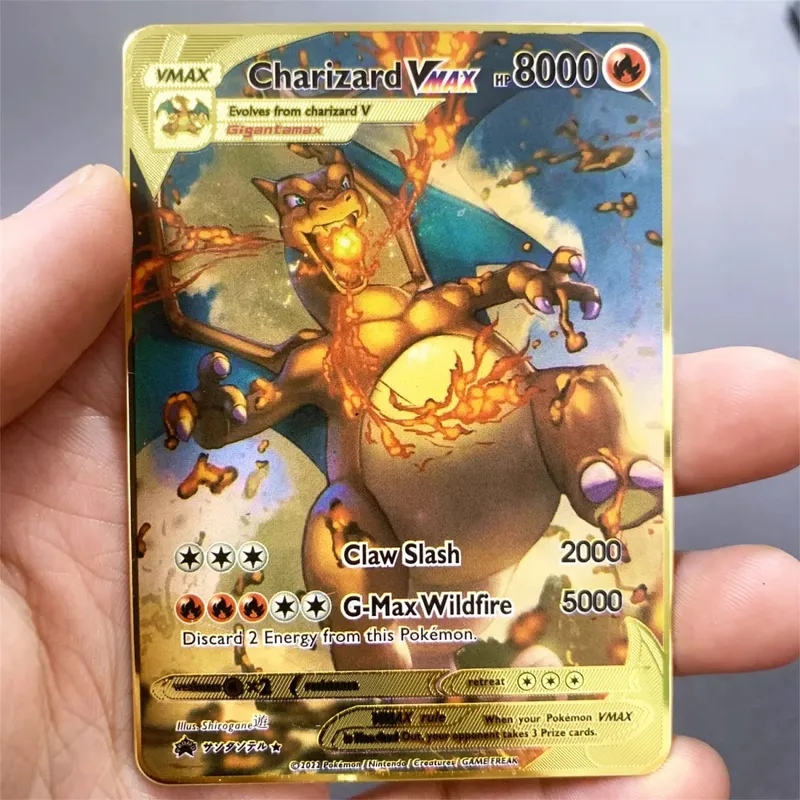 Kartu Pokemon Logam Inggris DIY Arceus Mewtwo Charizard Pikachu Besi Mengkilap Pokémon GX Vmax EX Hadiah Mainan Kartu Koleksi Anak-anak Permainan — image 13