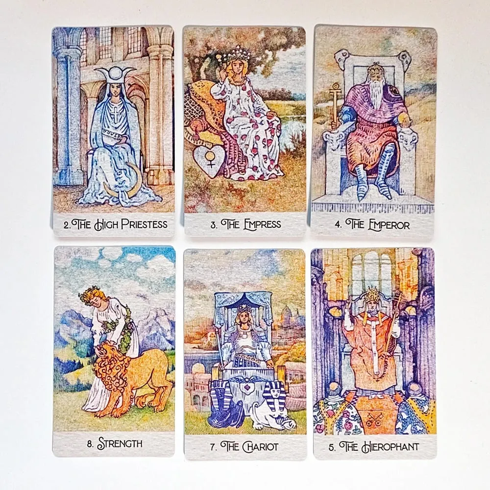 Dicetak Pada Stok Kartu Timbul Ganda 350GSM 12*7Cm Dek Tarot Klasik Ditemukan Kembali 78 Buah Kartu Tarot Digambar dengan Pena Bola — image 5
