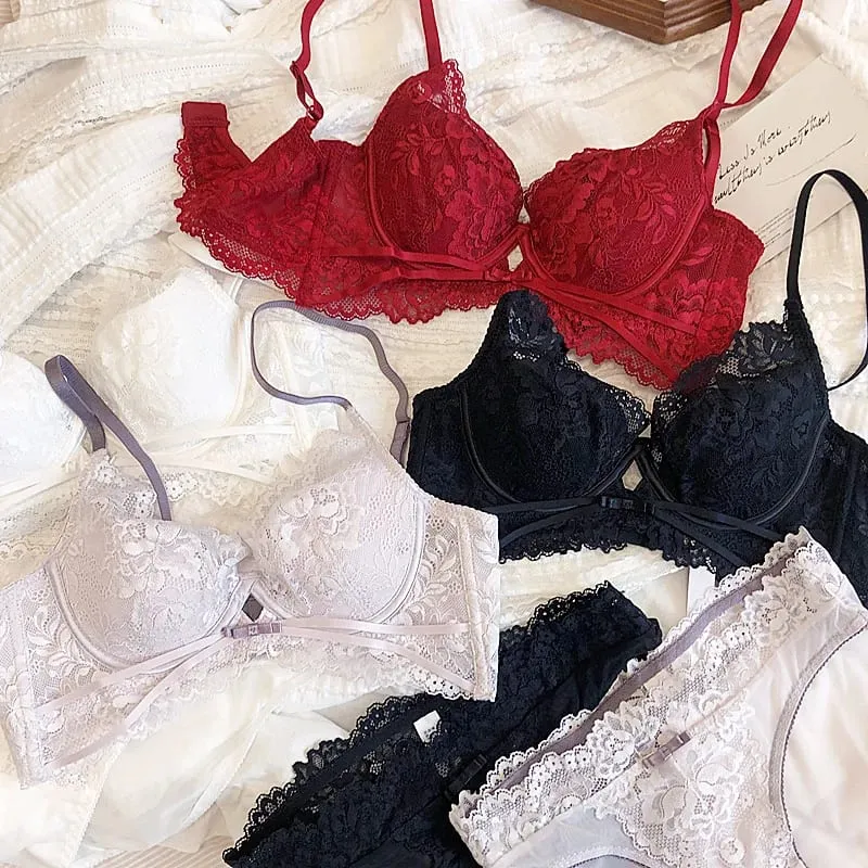 Ensemble de soutien-gorge Push Up ajouré pour femmes, sous-vêtements d'été, bonnet fin, Sexy, dentelle française brodée, Bralette confortable, ensembles de Lingerie