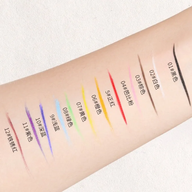 12 สีปากกาอายไลเนอร์กันน้ำ Ultra-Fine Tip Liquid Eyeliner Long-Lasting Eye Liner Quick-แห้งแต่งหน้าสีสันสำหรับคอสเพลย์ — image 6