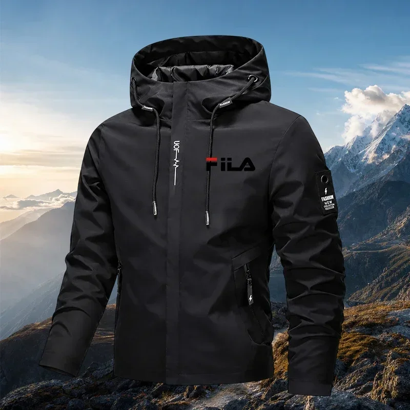 2026 Spring Autumn Men Women Black Hooded Windbreaker Lightweight Outdoor Jacket Windproof Coat Unisex Zipper Fashion Jackets