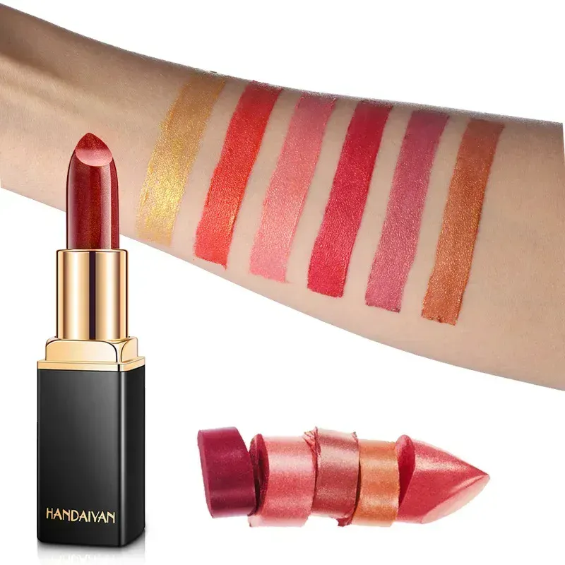 Brand Professional Lips Makeup Waterproof Shimmer Long Lasting Pigment Nude Pink Mermaid Shimmer Lipstick Luxury Makeup Cosmetic — image 5