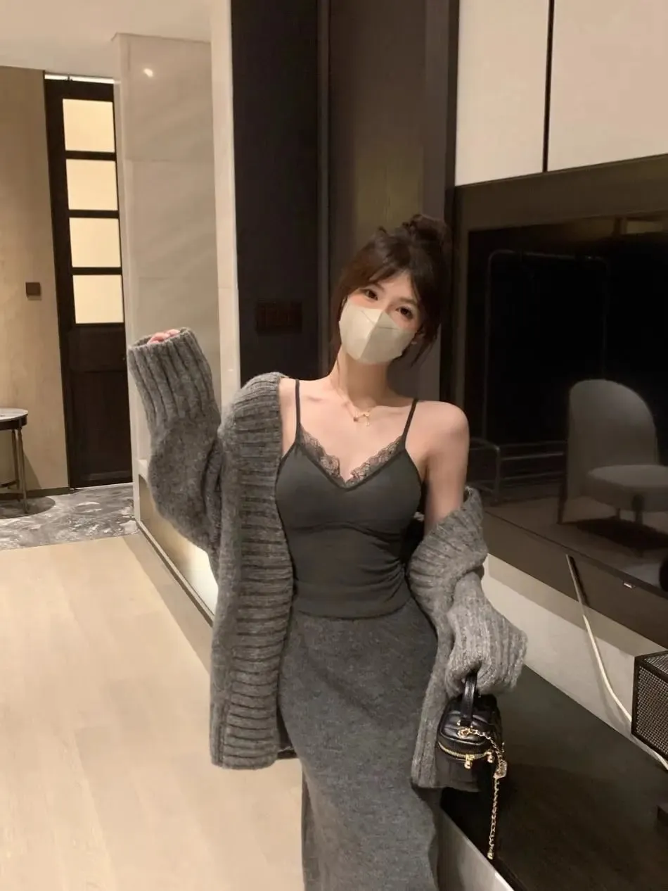 蕾絲背心女可愛吊帶背心性感白色短版吊帶背心女韓版無袖黑色背心夏季2025風騷2000年衣服 — image 7