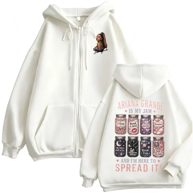 Ariana Grande Is My Jam and I’m Here To Spread It Zipper Hoodies Men Women Fashion Aesthetics Sweatshirt Jacket Coats Streetwear — image 7