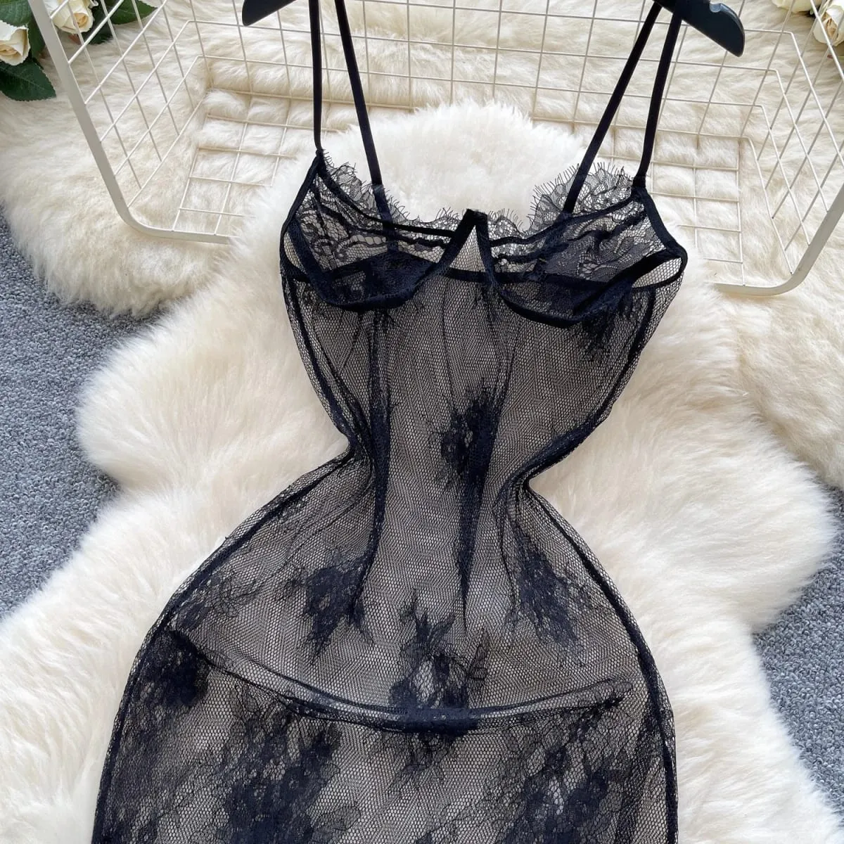 Женское модное тонкое прозрачное облегающее платье Pure Desire, женское новое винтажное сексуальное сетчатое фиолетовое длинное платье с лямкой на бретельках и вышивкой — image 4