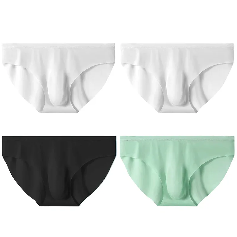 4pcs Men's Ice Silk Briefs Summer Transparent Seamless Sexy Quick-drying Trendy Breathable Underwear Ultra-thin Panties — image 20