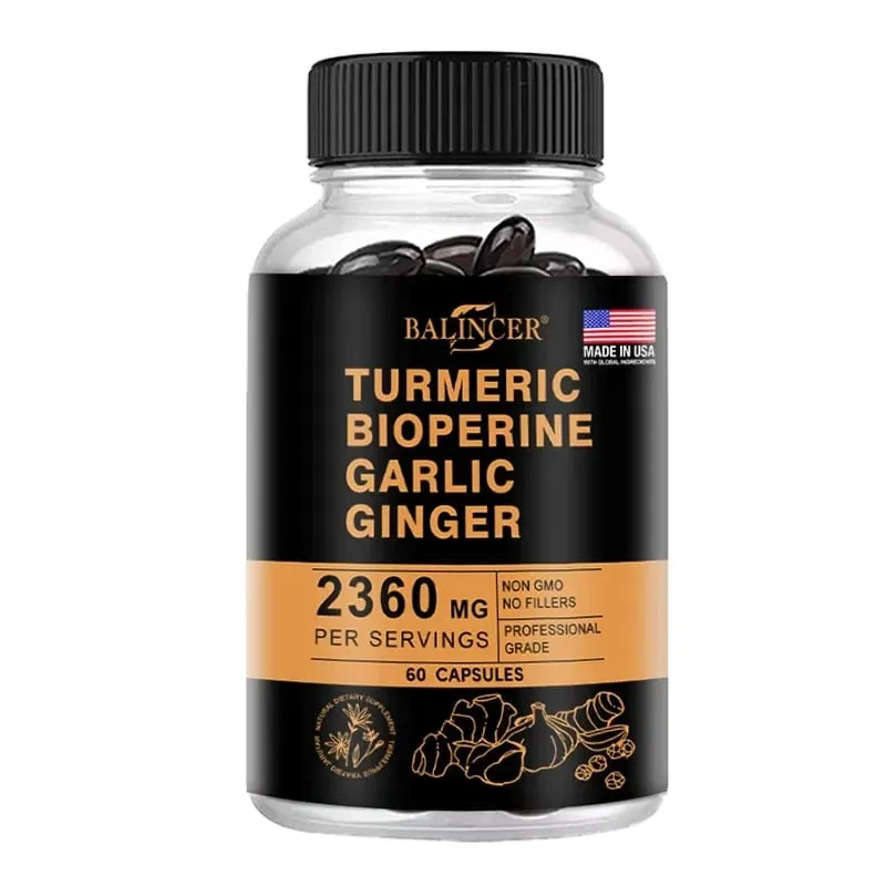 Tambahan Halia Kunyit dengan Piperine 2360 Mg dengan Bawang Putih Keselesaan Penghadaman & Kekebalan Nutrisi Tambahan Kalsium Bebas Gluten — image 10