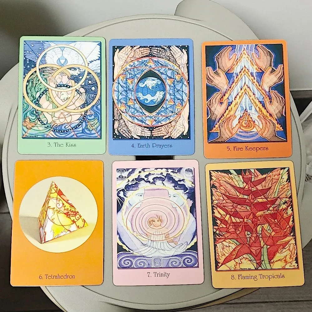 Cartes de géométrie sacrée pour le chemin visionnaire 10,4 x 7,3 cm – 64 cartes Oracle intégrant la science mathématique et la spiritualité