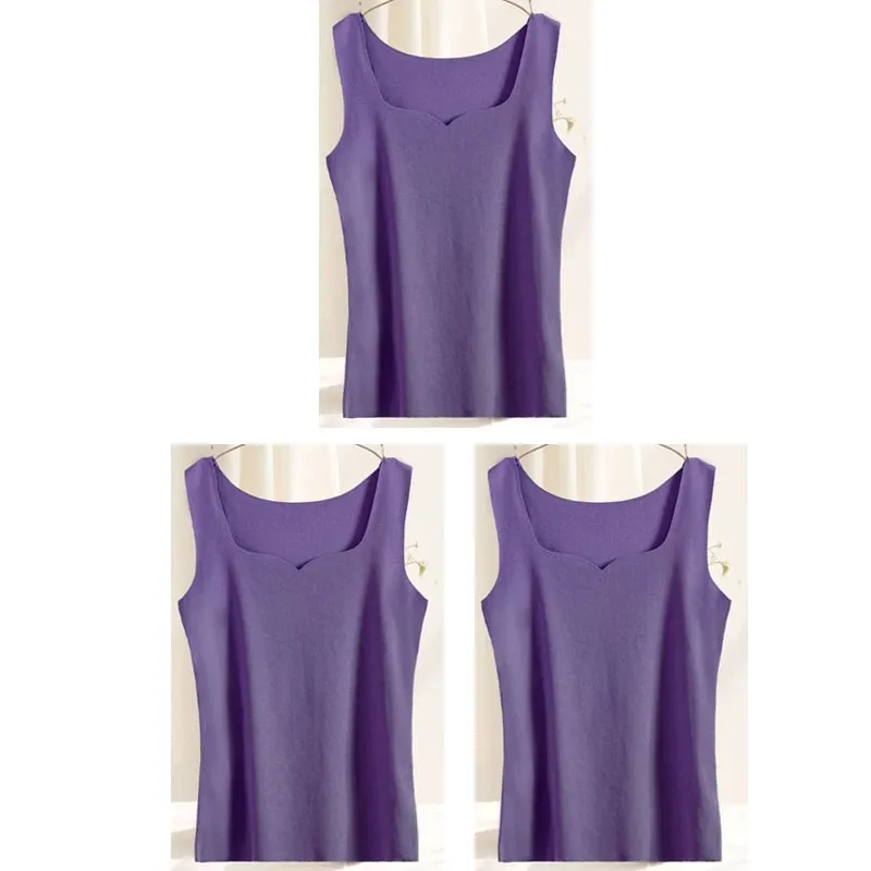 3pcs Women Thermal Tops Girls Traceless Solid Color Vest Base Layer Warm Tank Top Autumn Winter Female Sexy Slim Camisole