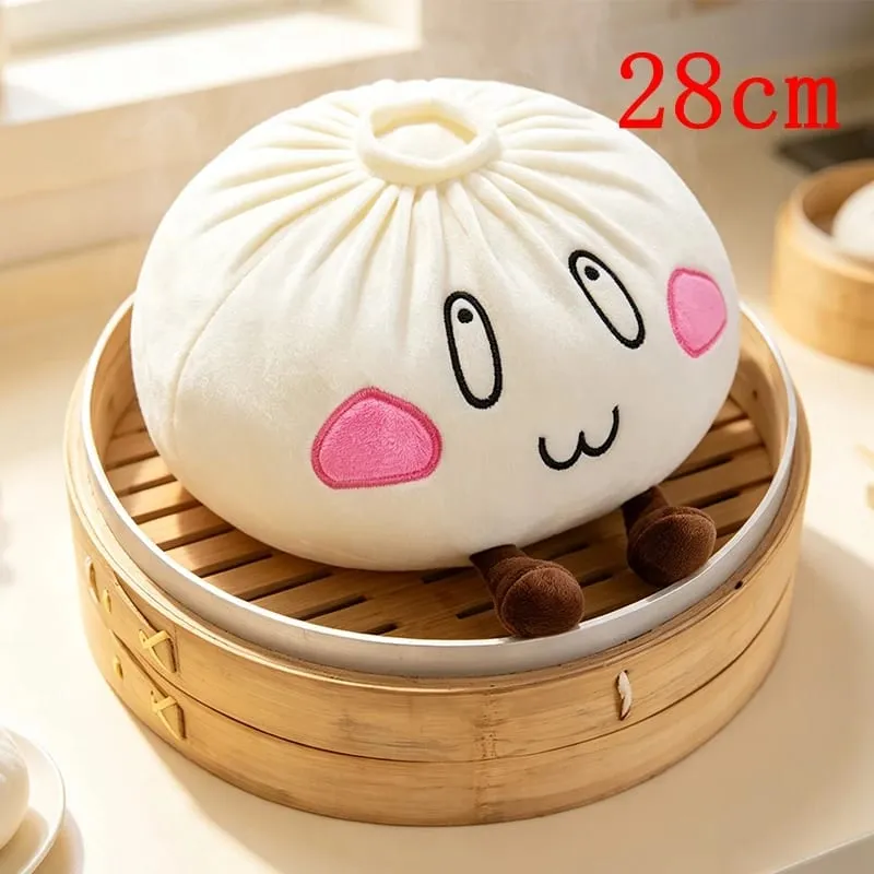 Kawaii Steamed Bun Plush Pillow Cartoon Baozi Stuffed Toy with Legs Soft Food Shape Cushion Funny Decor Birthday Gift for Girls