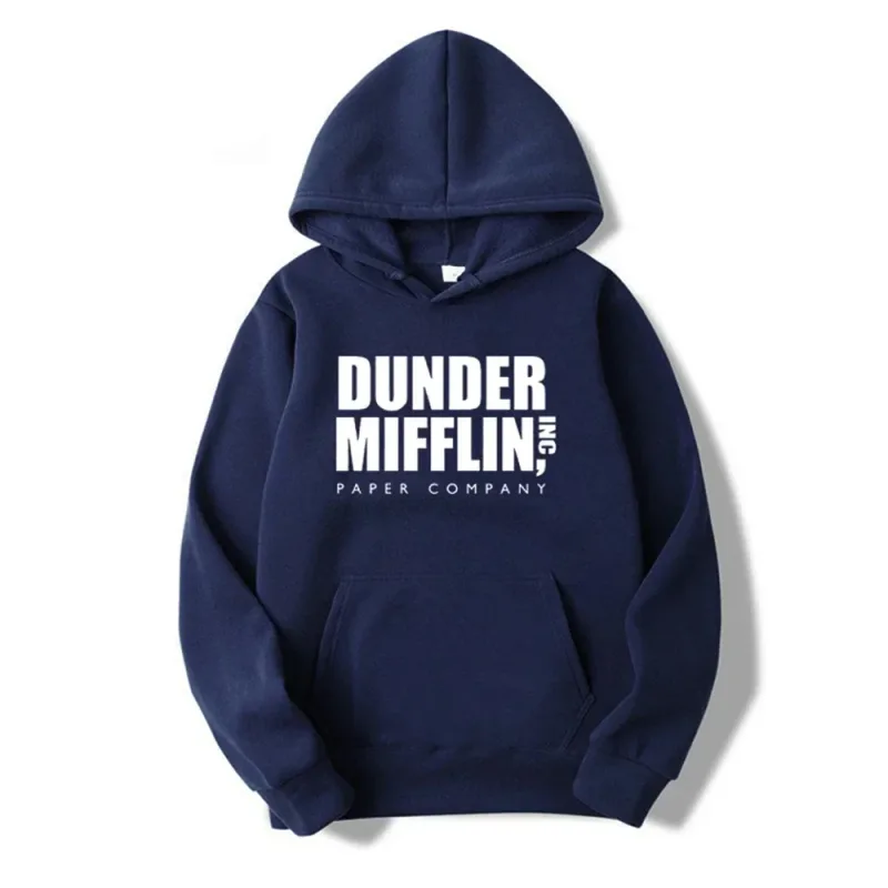 Dunder Mifflin Hoodie Paper Company Office TV Show Slogan Minimalist Aesthetic Grey Oversized Casual Sport Sweatshirts — image 5