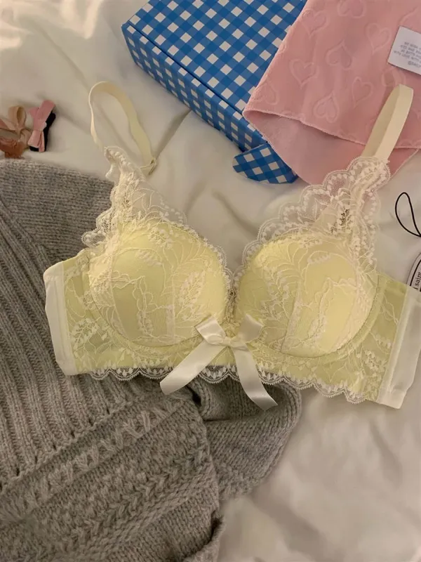 Hettsäljande trådlös spetsbh Dam Liten byst Tjock Vadderad Push Up Lift Anti Sag Sidostöd Sexiga underkläder 32‑38 AB — image 10