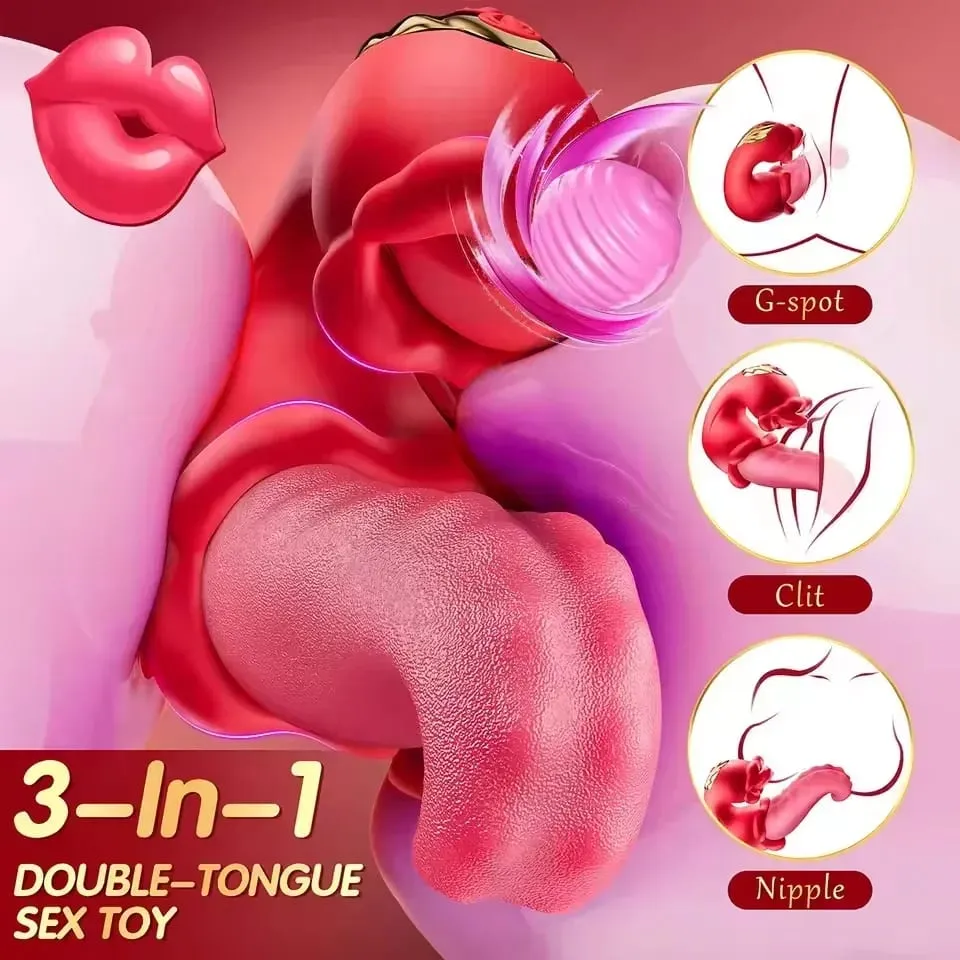 Tongue Licking Clitoral Vibrator for 18+ Women Adult Supplies Thrusting Vaginal Tapping G Spot Female Masturbator for Sex Toy