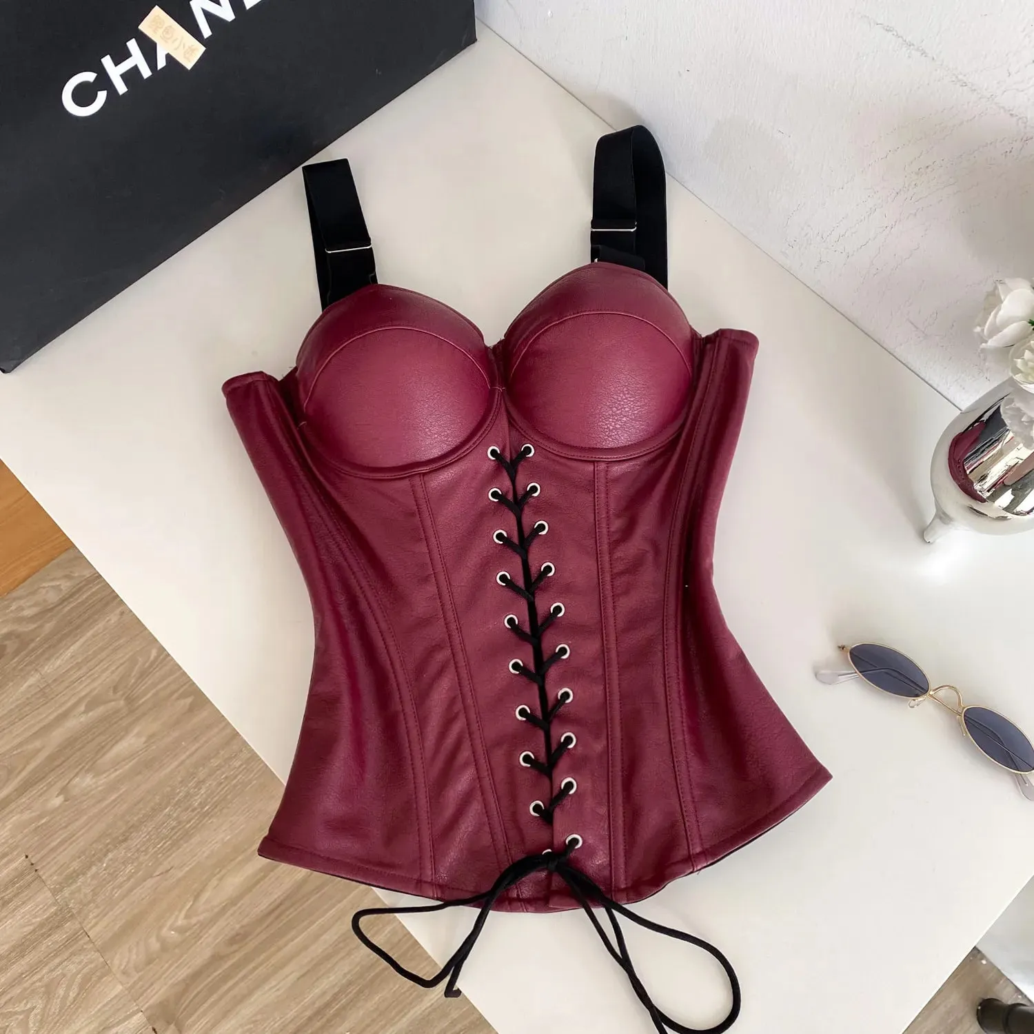 Sexy Off Shoulder Bandage Chic Crop Top Corset Bustier Fashion Camis Autumn Slim Fit Women Tank Top — image 2