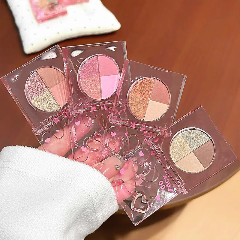 Mini 4-Color Eyeshadow Palette Natural Brightening Matte & Shimmer Lying Silkworm Eye Shadow Lavender Korean Makeup Cosmetics — image 4