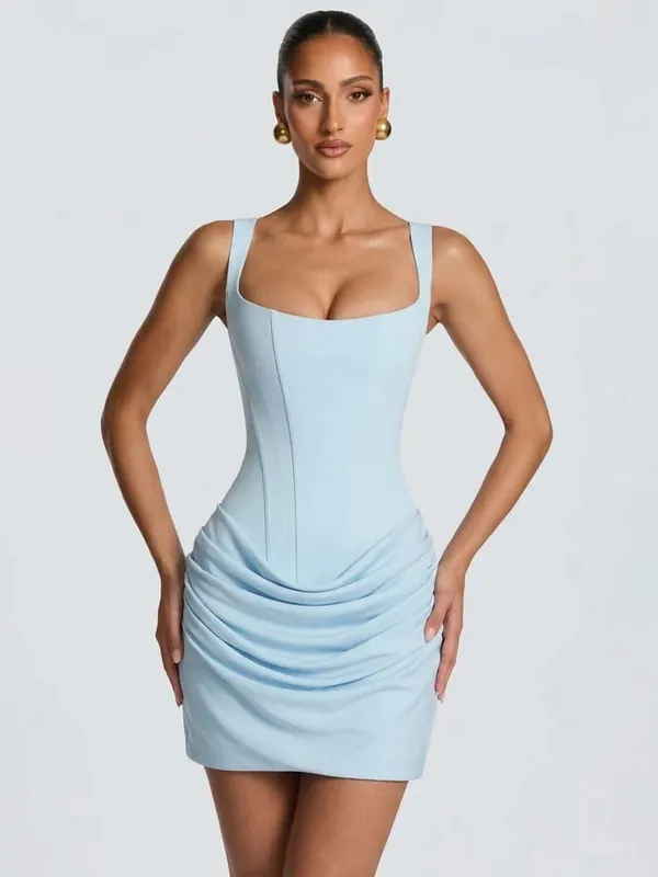 Elegant สีเหลือง Strapless จีบยาวชุดผู้หญิงเก๋แขนกุดเอว Cinching แยกชุด 2026 Lady Evening Party Robes — image 17