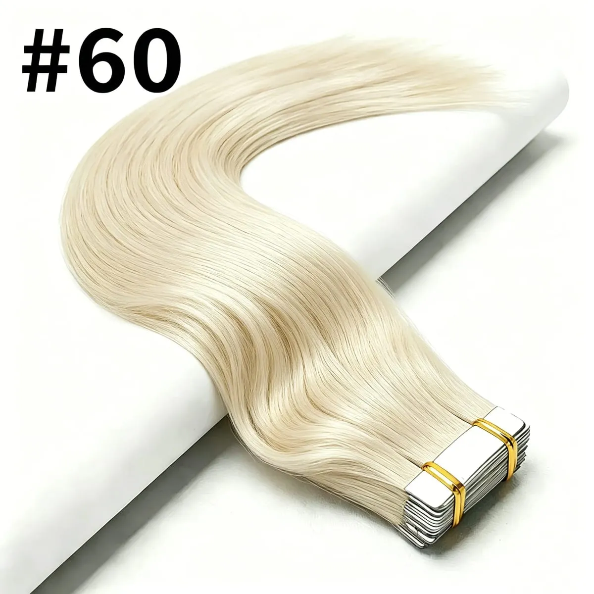 Platinablond #60 rak tejp i hårförlängningar 50g/20st självhäftande lim Hudväft osynlig tejp i människohårförlängningar — image 15