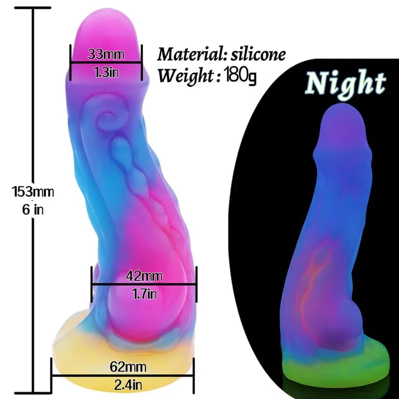 Plugue anal realista noturno brilhante, vibrador luminoso monstro dragão para mulheres e homens, plugue anal sexy em forma de cachorro, brinquedo sexual para casais — image 10