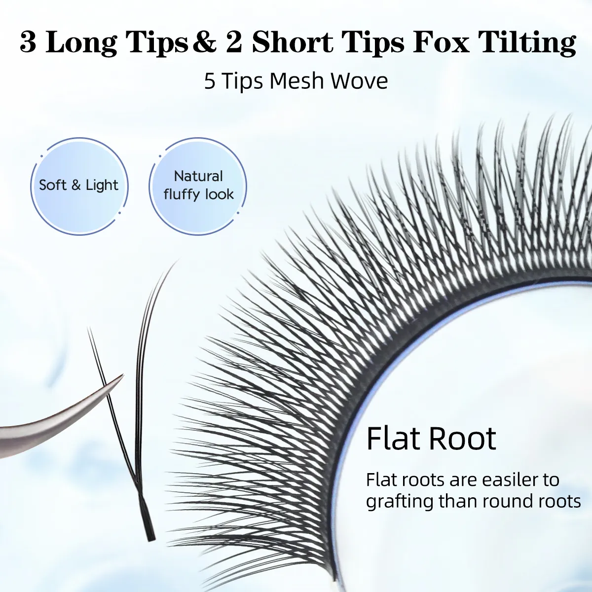 Lashonly Fox YY Faux Mink Eyelash Extensions 16 Lines Μαλακό φυσικό Premium Επίπεδο Διχτυωτό Διχτυωτό Βλεφαρίδες Cross Flying YY Lashes for Fox Eye — image 4