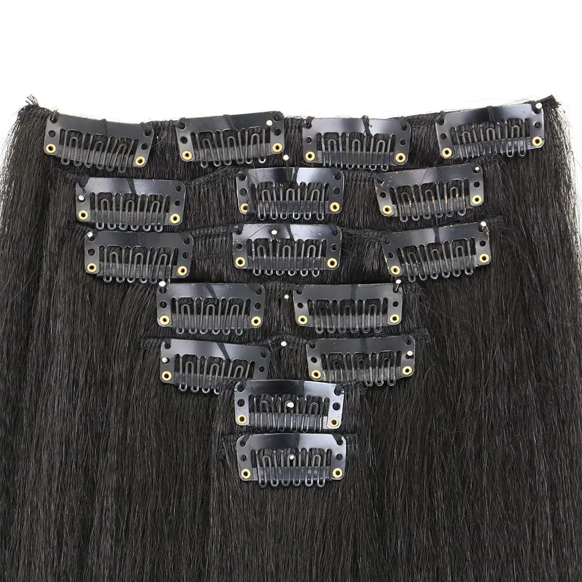 18-22icnh Synthetic Yaki Straight Clip In Hair Extensions For Women Black 7Pcs/Set Synthetic Extensions Hairpiece
