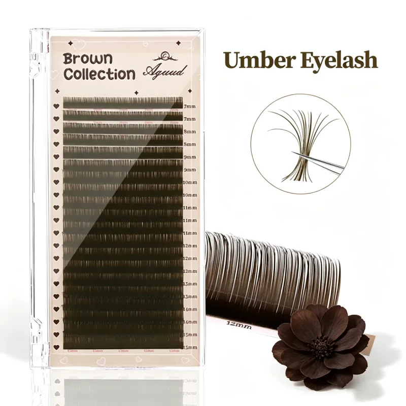 Pro 20 Rows Brown Collection Individual Eyelash Extension Russian Volume Lashes MIX7-15 Soft Mink Brown Eyelashes Makeup