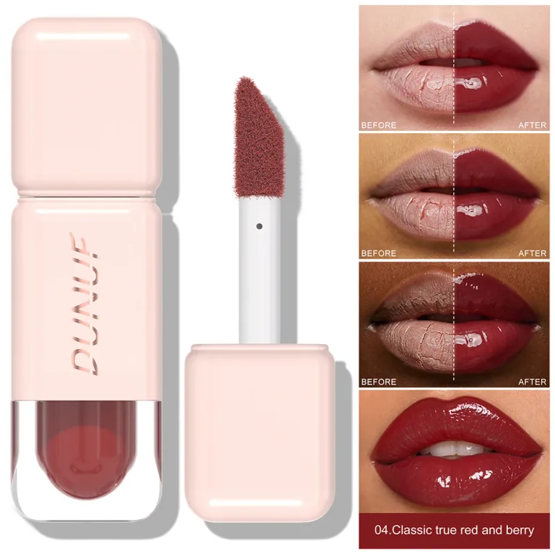 Brillo de labios brillante espejo agua tinte de labios taza no pegajosa de larga duración lápiz labial líquido hidratante maquillaje de labios rojo marrón desnudo