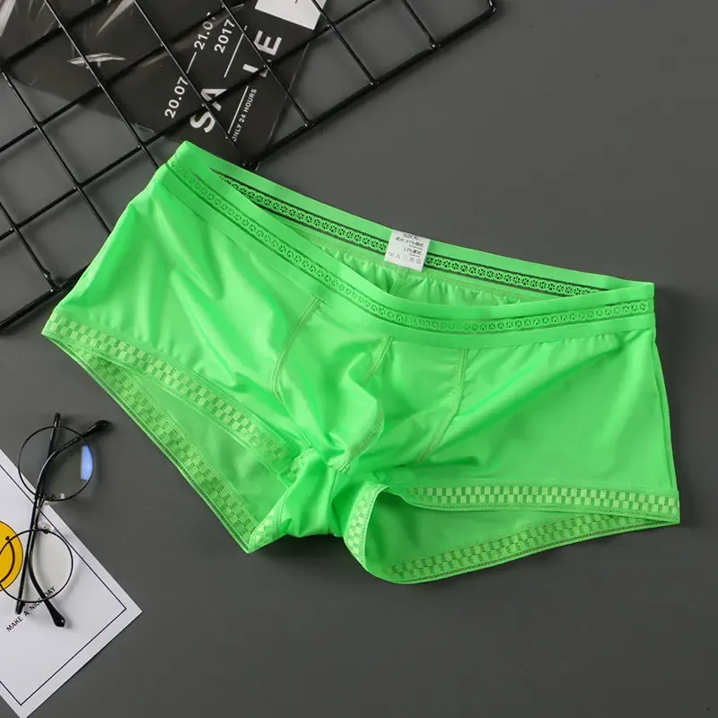 Hot Selling Ijs Zijde Heren Ondergoed Naadloze Transparante Boxershorts Ultradunne Ademende Comfortabele Slipje Onderbroek — image 8