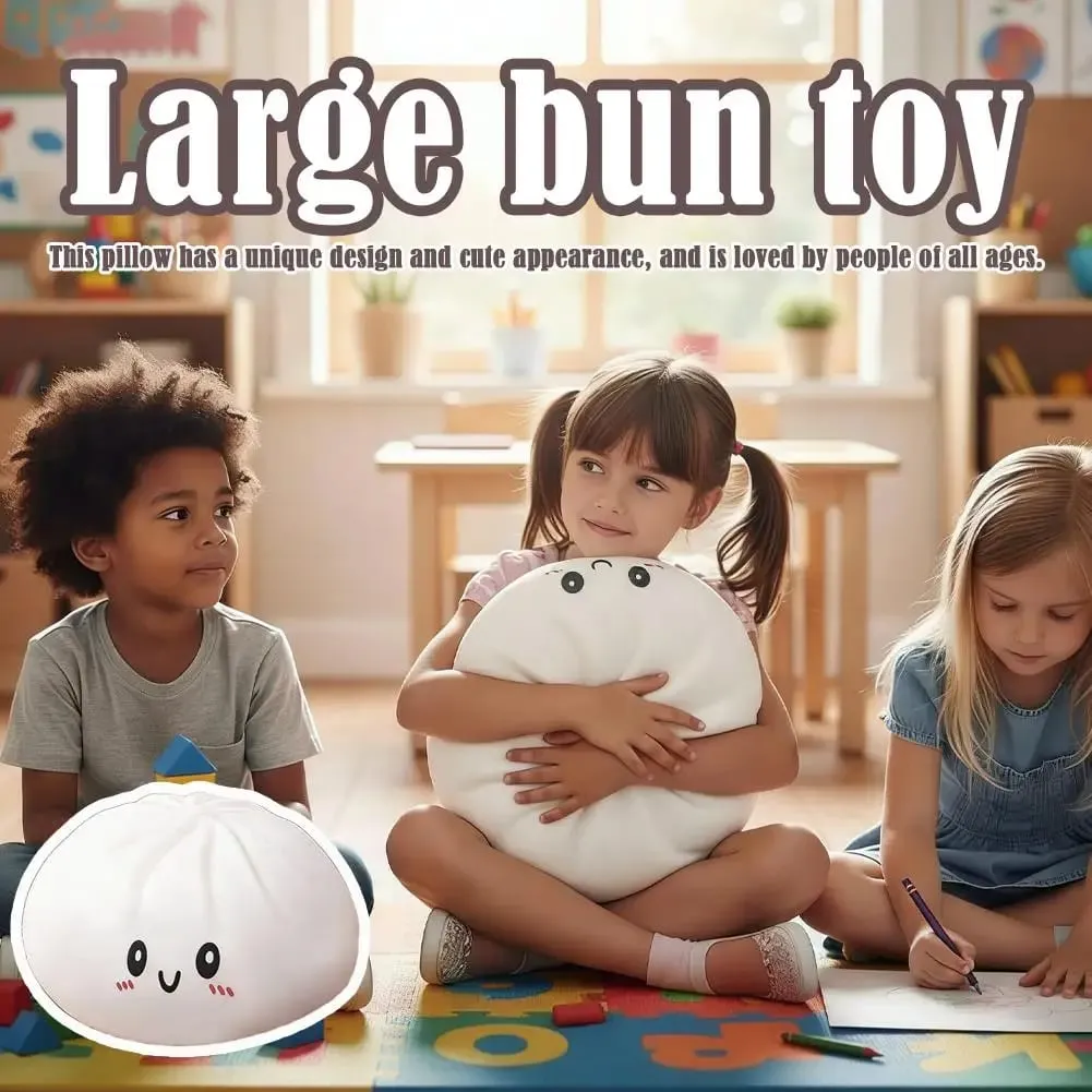 כרית כופתאות גדולה צעצוע קטיפה רך לחיבוק לעיצוב הבית צורת כופתאות מקסימה עם כדור בצק הבעה שובבה — image 7