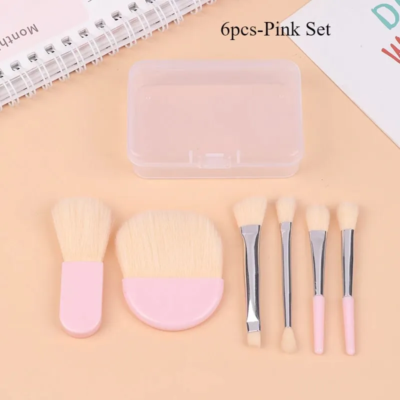 Juego de Mini brochas de maquillaje de viaje, 6 uds., con caja transparente, base en polvo cosmética portátil, colorete, mezcla, corrector, brochas de maquillaje — image 8