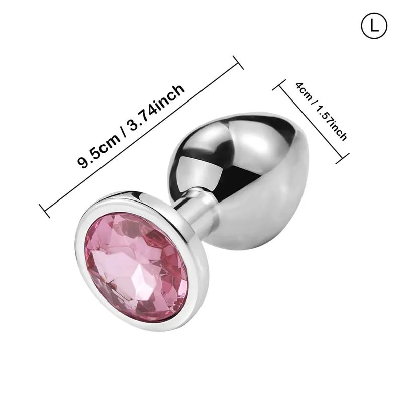 Luxury Metal Anal Plug Set Jewel Butt Trainer Kit Adult Toys for Men Women Couples Beginners Sex Gifts Large Medium Small Pink