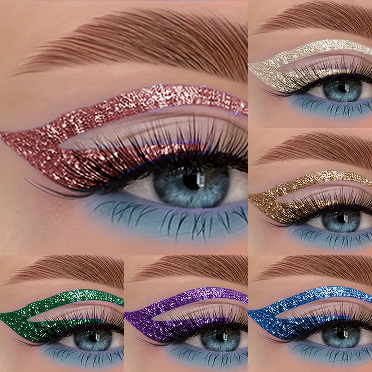 1PC Glitter Liquid Eyeliner Pencil Waterproof Purple Pink Blue Eye Liner Pen Long Lasting Quickily Drying Eyes Makeup For Women — image 2