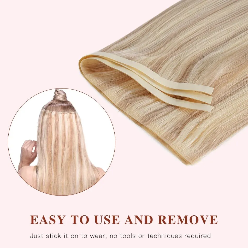 Tape In Weft Hair Extensions Human Hair 50g Injected PU Long Weft Tape In Hair Extensions Real Human Hair Seamless Tape ins Weft — image 2