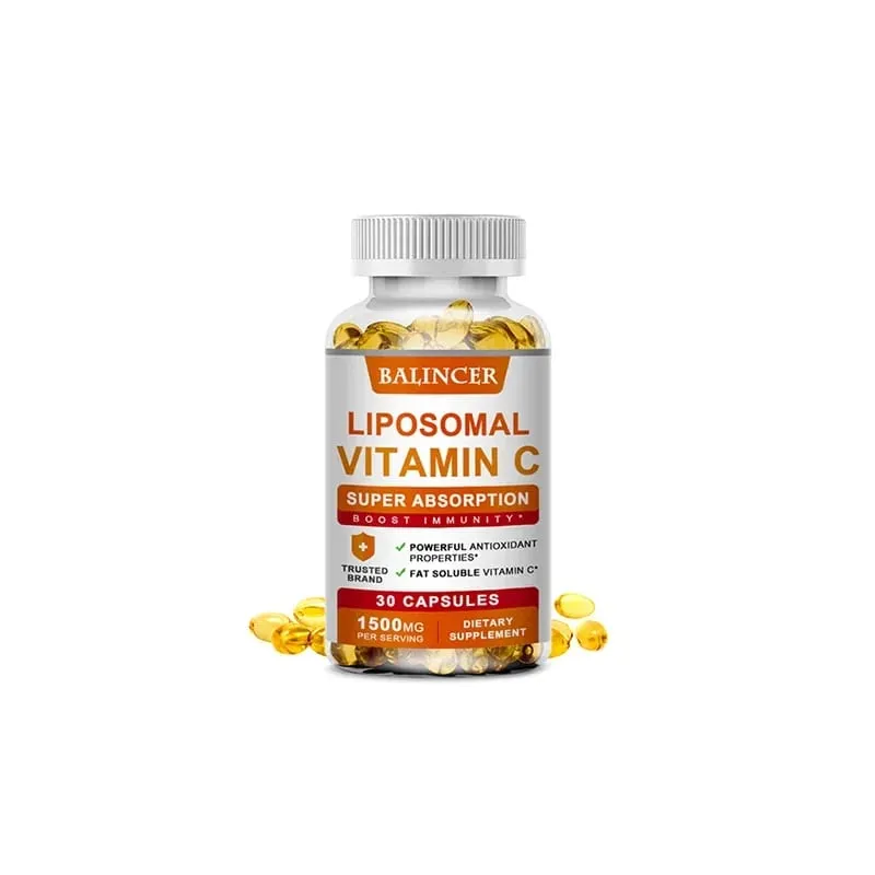 Vitamine C liposomale 1500 mg vitamine C à haute absorption système immunitaire et collagène supplément d'acide ascorbique liposoluble haute puissance