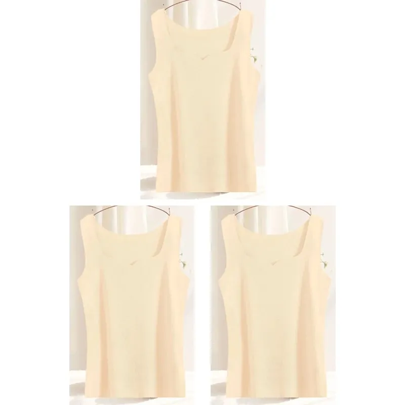 3pcs Women Thermal Tops Girls Traceless Solid Color Vest Base Layer Warm Tank Top Autumn Winter Female Sexy Slim Camisole