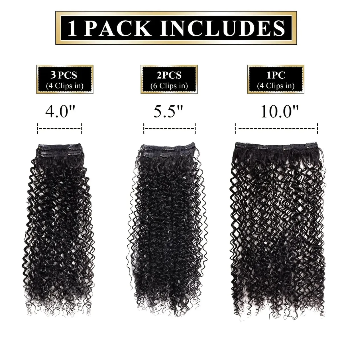 Synthetic Curly Clip in Hair Extensions Kinky Curly Hairpieces Clip on Full Head Fake Pieces Black Brown Hair for Women — image 5