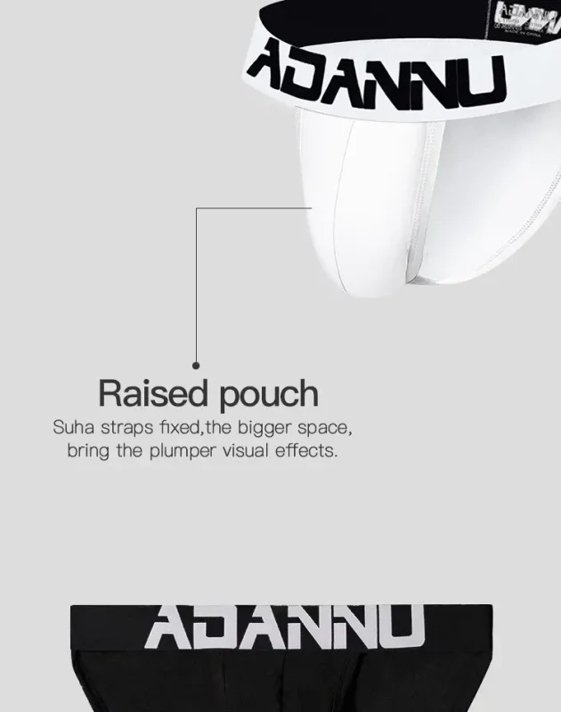 2PCS Mens บิกินี่ Big Letter พิมพ์เข็มขัดกว้างผ้าฝ้ายผสมผ้านุ่ม 3D Contour กระเป๋า Low Rise ชายชุดชั้นใน — image 10