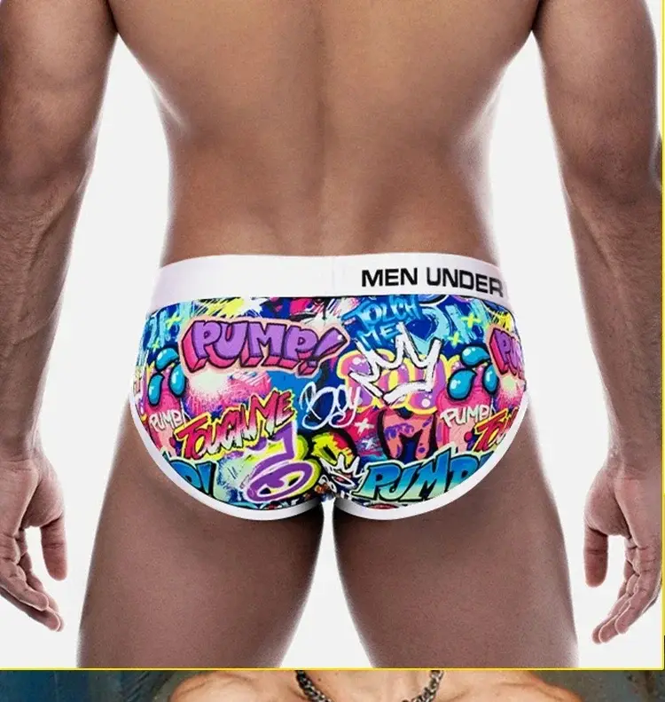 1- 4PCS Men's Cotton Nylon Blend Boxer Briefs All-Over Graffiti Print Wide Elastic Waistband Non-Tight Fashion Sport Underwear — image 23
