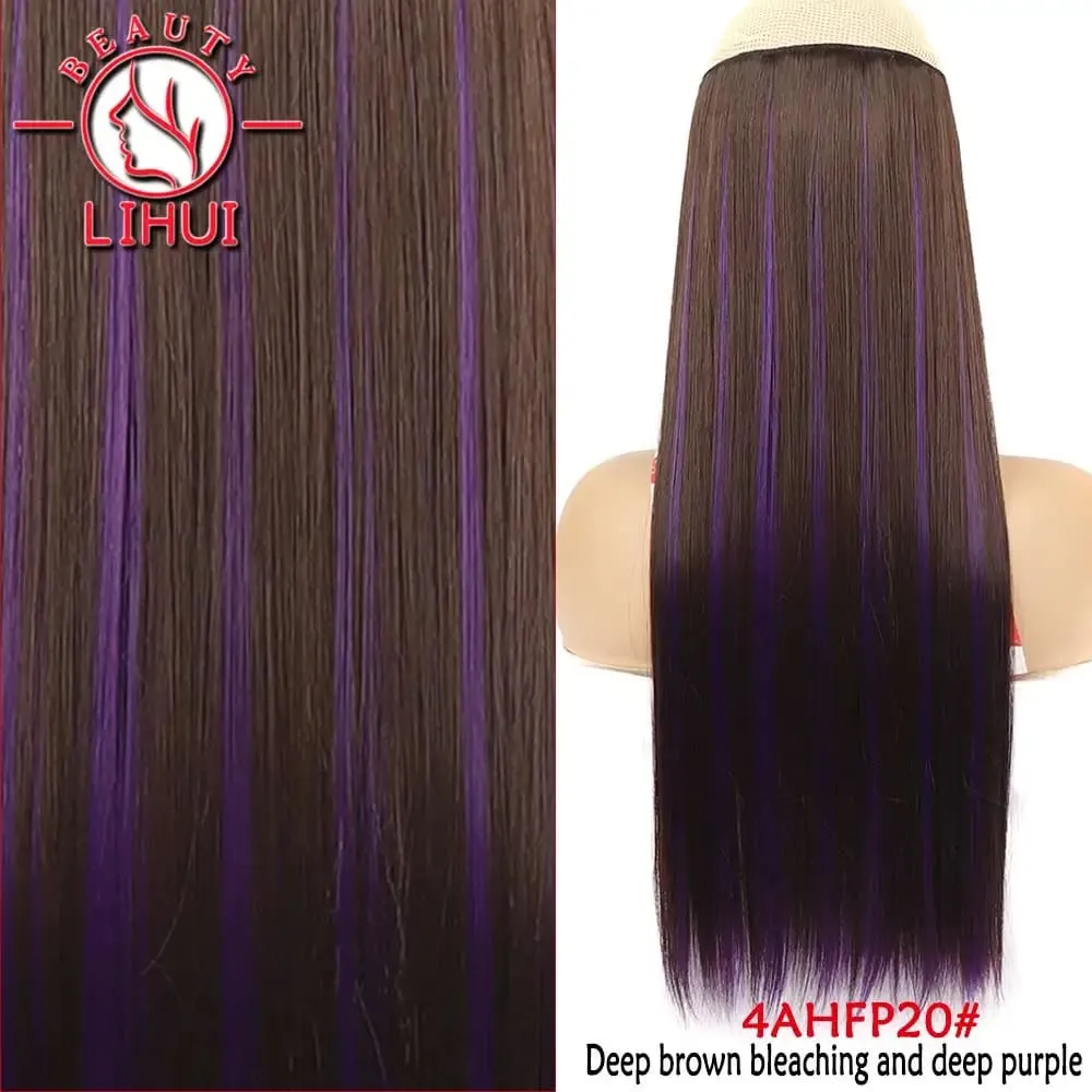 Synthetic Natural Synthetic Hair Extensions 5 Clip In Artificial Fake Ombre Blonde Brown Black Pink Straight False Hair Piece
