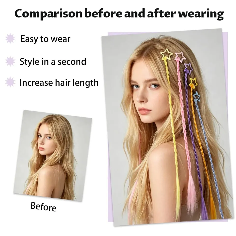 Synthesize 5PCS Colored Braided Hair Clips Ponytail Hair Accessories Suitable for Women and Girls' Daily Wear and Holiday Use — image 7
