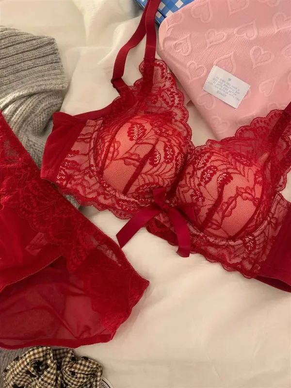 Hettsäljande trådlös spetsbh Dam Liten byst Tjock Vadderad Push Up Lift Anti Sag Sidostöd Sexiga underkläder 32‑38 AB — image 13