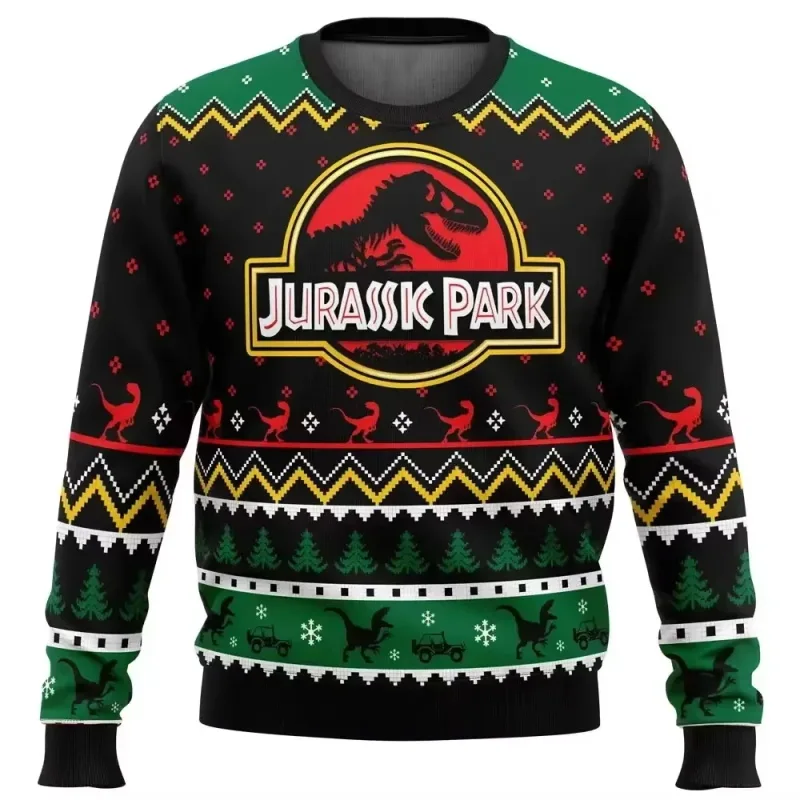 Jurassic Park Dinossauros Feliz Natal Roupas Presentes Suéteres de Papai Noel moletons masculinos e femininos 3D Festa de outono — image 7