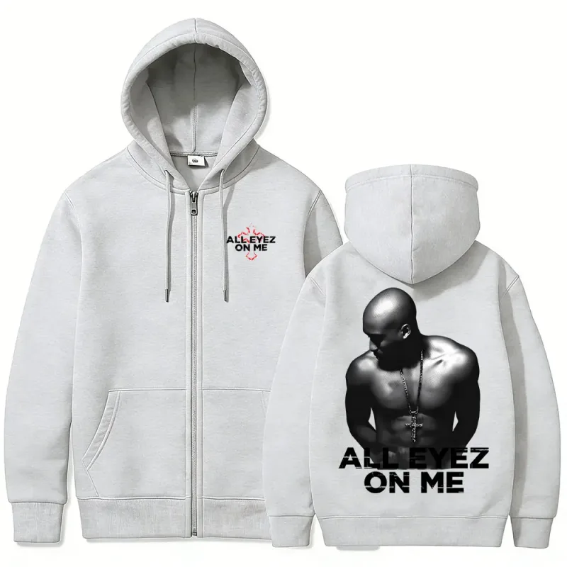 Рэпер Тупак 2pac All Eyez on Me Толстовка на молнии с крестом для мужчин и женщин в стиле хип-хоп модные толстовки на молнии Мужская повседневная уличная одежда большого размера — image 5