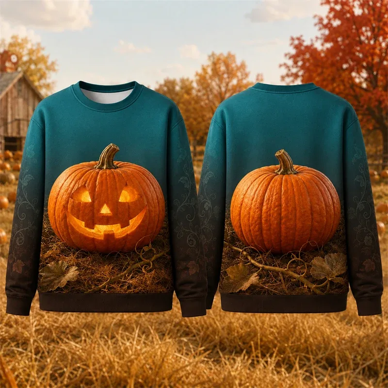 Autumn Winter Halloween Men Sweatshirt 3d Print Vintage Farm Pumpkin Lantern Pullover Sweatshirt Thanksgiving Party Unisex Top — image 7