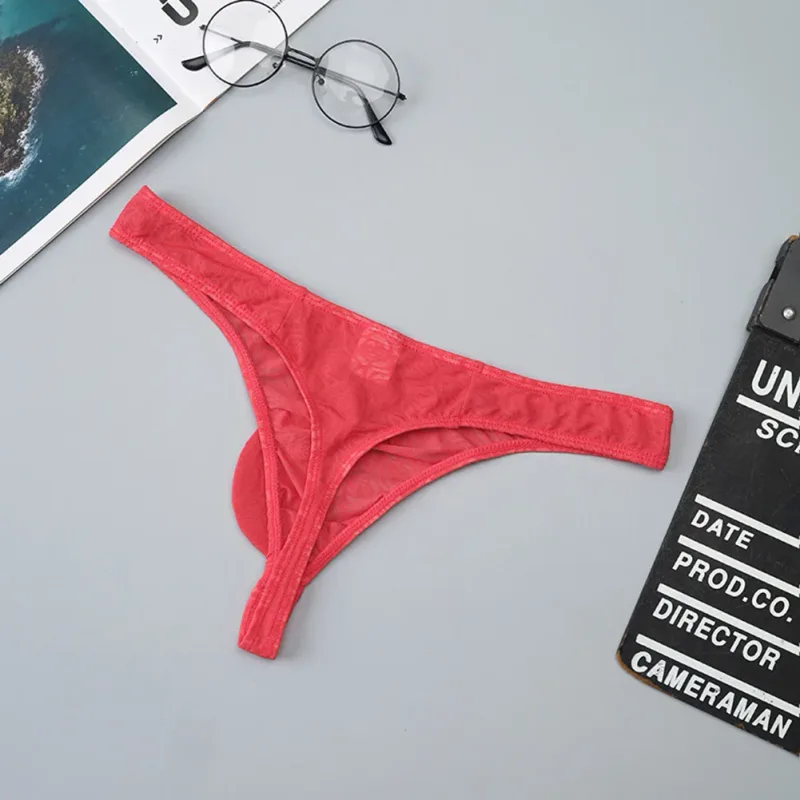 Lelaki Lace Jacquard G-string Seluar Dalam Tinggi Meregangkan Kantung Besar Thong Seluar Dalam Gay Seksi Erotik Seluar Dalam T-belakang