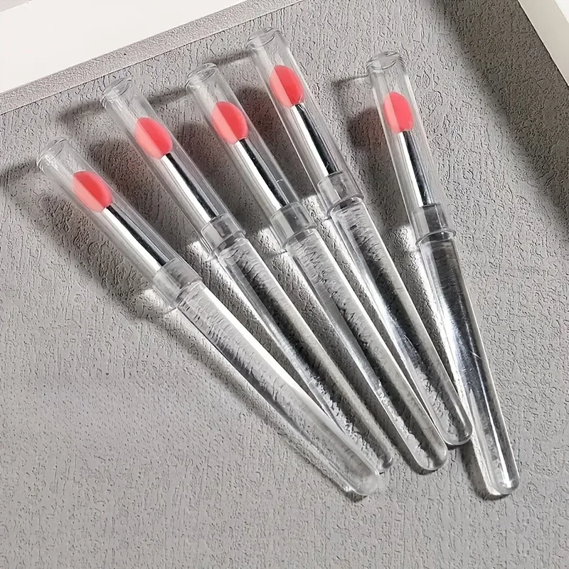 5 pincéis de silicone reutilizáveis ​​com efeito de espelho - aplicador de maquiagem e esmalte de cabeça dupla