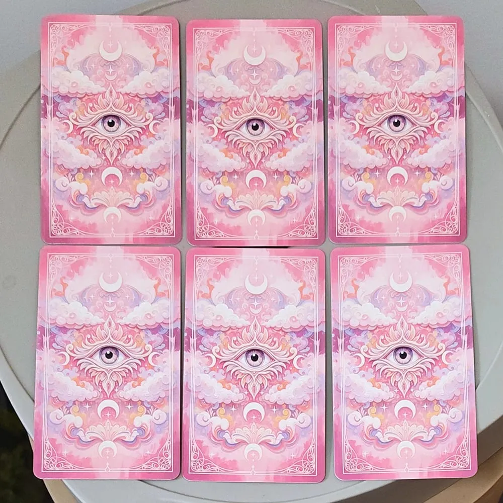 Rózsaszín romantikus fantázia tarot pakli bádogdobozban, 78 kártyás teljes pakli oktatókönyvvel 11*6,2 cm spirituális jóslás orákulum